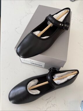 Everlane Black Leather Mary Jane Flat with Buckle Strap Size 6.5 Womens